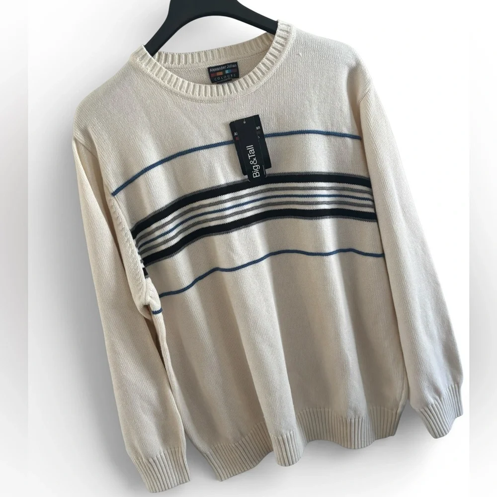 Vintage Alexander Julian Colours Cotton Grandpa Stripe Sweater Men’s Size 2XL